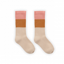 SPROET & SPROUT HOGE SOKKEN COLOURBLOCK ROSE kleuren roze bruin beige zacht warm www.littlelegends.nl