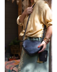 Vintage leer zwart harten tas Little Legends X Mosz 