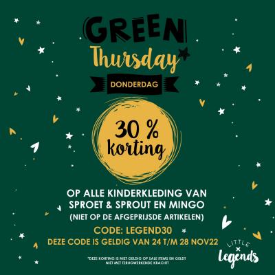 GREEN THURSDAY! 30% KORTING OP SPROET & SPROUT & MINGO